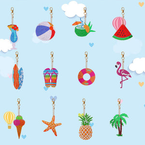 Summer Day Series DIY Keychain Double Side Special Shaped Gift for Kids (#7)