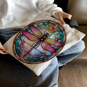 Canvas Clutch Bag Large Capacity Cross Stitch Printed Shopper Bag (6)