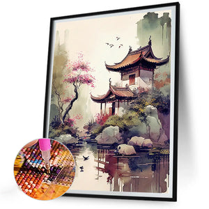 Watercolor Buildings 30*40CM(Canvas) Full Round Drill Diamond Painting