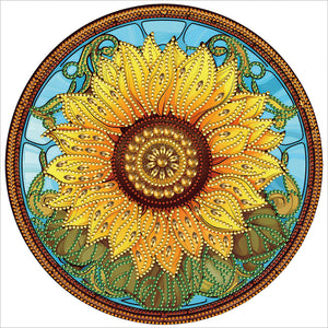 Sunflower Glass Painting 30*30CM(Canvas) Partial Special Shaped Drill Diamond Painting