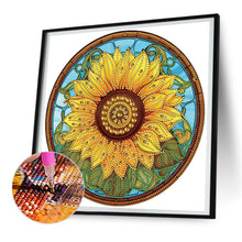 Load image into Gallery viewer, Sunflower Glass Painting 30*30CM(Canvas) Partial Special Shaped Drill Diamond Painting
