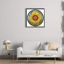 Load image into Gallery viewer, Sunflower Glass Painting 30*30CM(Canvas) Partial Special Shaped Drill Diamond Painting
