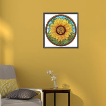 Load image into Gallery viewer, Sunflower Glass Painting 30*30CM(Canvas) Partial Special Shaped Drill Diamond Painting
