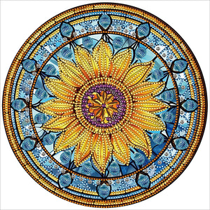 Sunflower Glass Painting 30*30CM(Canvas) Partial Special Shaped Drill Diamond Painting