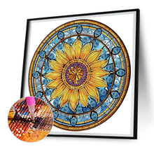 Load image into Gallery viewer, Sunflower Glass Painting 30*30CM(Canvas) Partial Special Shaped Drill Diamond Painting
