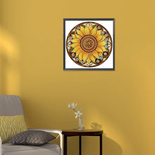 Load image into Gallery viewer, Sunflower Glass Painting 30*30CM(Canvas) Partial Special Shaped Drill Diamond Painting
