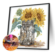 Load image into Gallery viewer, Sunflower Glass Bottle 30*30CM(Canvas) Partial Special Shaped Drill Diamond Painting
