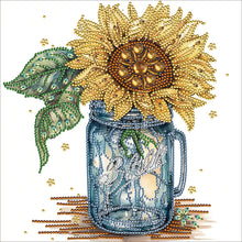 Load image into Gallery viewer, Sunflower Glass Bottle 30*30CM(Canvas) Partial Special Shaped Drill Diamond Painting
