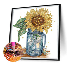 Load image into Gallery viewer, Sunflower Glass Bottle 30*30CM(Canvas) Partial Special Shaped Drill Diamond Painting
