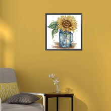 Load image into Gallery viewer, Sunflower Glass Bottle 30*30CM(Canvas) Partial Special Shaped Drill Diamond Painting
