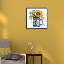 Load image into Gallery viewer, Sunflower Glass Bottle 30*30CM(Canvas) Partial Special Shaped Drill Diamond Painting
