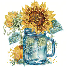 Load image into Gallery viewer, Sunflower Glass Bottle 30*30CM(Canvas) Partial Special Shaped Drill Diamond Painting
