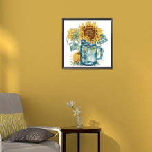 Load image into Gallery viewer, Sunflower Glass Bottle 30*30CM(Canvas) Partial Special Shaped Drill Diamond Painting
