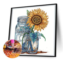 Load image into Gallery viewer, Sunflower Glass Bottle 30*30CM(Canvas) Partial Special Shaped Drill Diamond Painting
