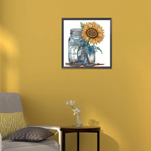 Load image into Gallery viewer, Sunflower Glass Bottle 30*30CM(Canvas) Partial Special Shaped Drill Diamond Painting
