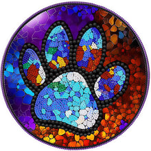 Load image into Gallery viewer, Round Plate Glass Painting - Paw Print 30*30CM(Canvas) Partial Special Shaped Drill Diamond Painting
