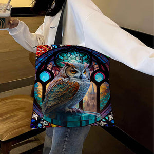 Canvas Carrying Bag Owl Pattern Embroidery Handbag Art Crafts