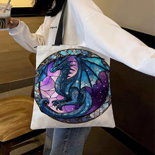 Load image into Gallery viewer, Canvas Carrying Bag Dragon Pattern Canvas Tote Bag Embroidery Hoops Art Crafts
