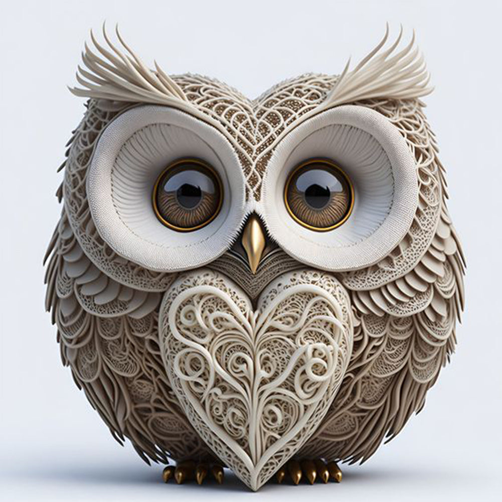 Heart Shaped Owl 30*30CM(Canvas) Full Round Drill Diamond Painting