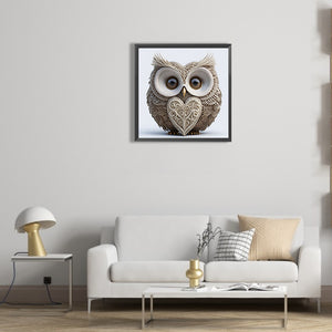 Heart Shaped Owl 30*30CM(Canvas) Full Round Drill Diamond Painting