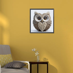 Heart Shaped Owl 30*30CM(Canvas) Full Round Drill Diamond Painting