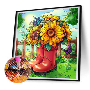 Blooming Sunflower 30*30CM(Canvas) Full Round Drill Diamond Painting