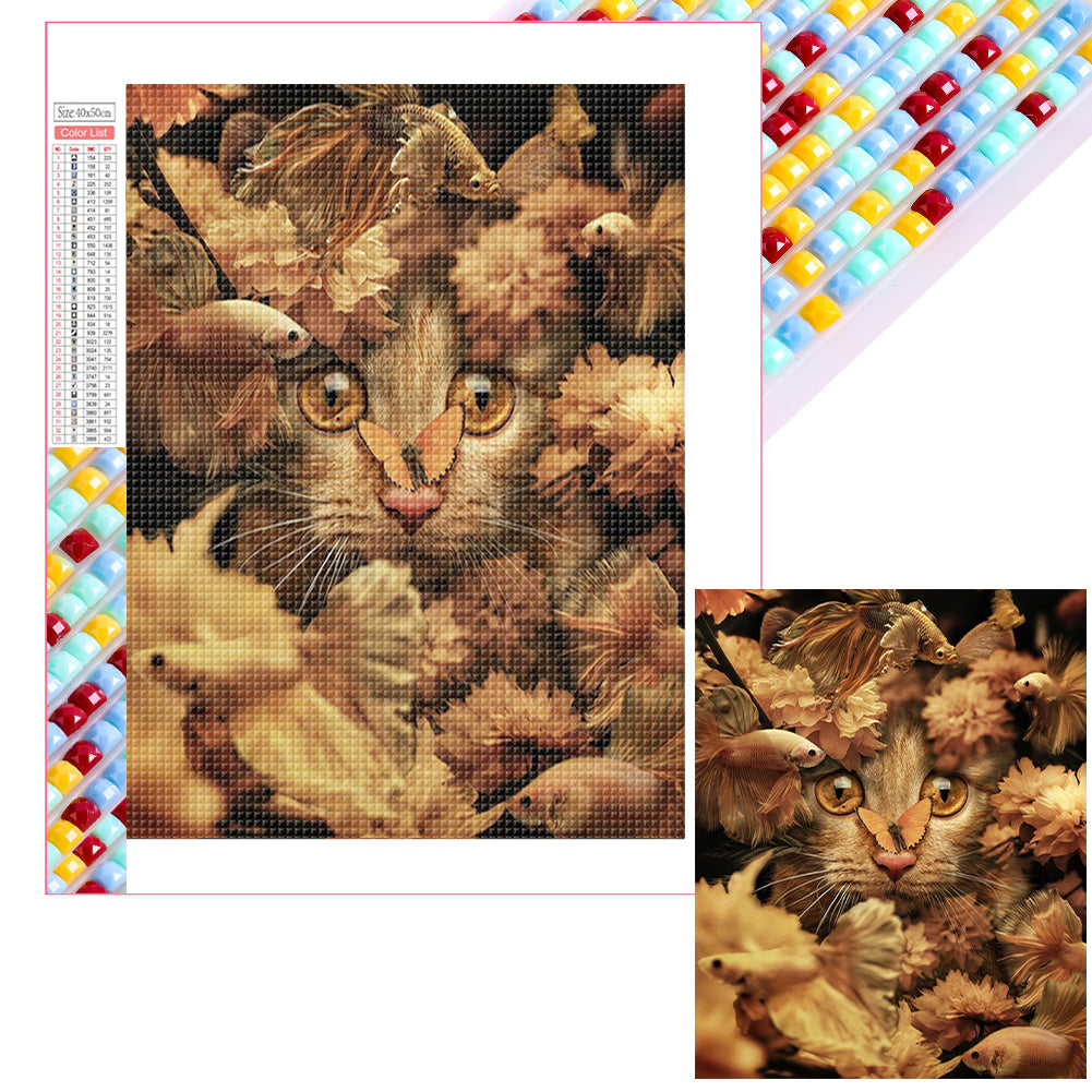 Goldfish Cat 40*50CM(Picture) Full Square Drill Diamond Painting