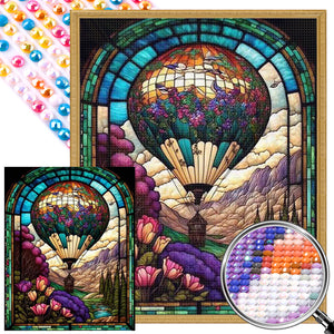 Hot Air Balloon Glass Painting 40*50CM(Picture) Full Round Drill Diamond Painting