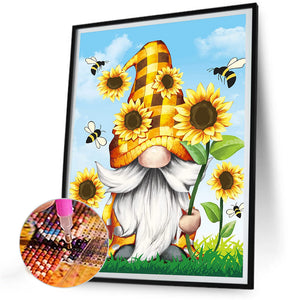 Sunflower Gnome 30*40CM(Canvas) Full Round Drill Diamond Painting