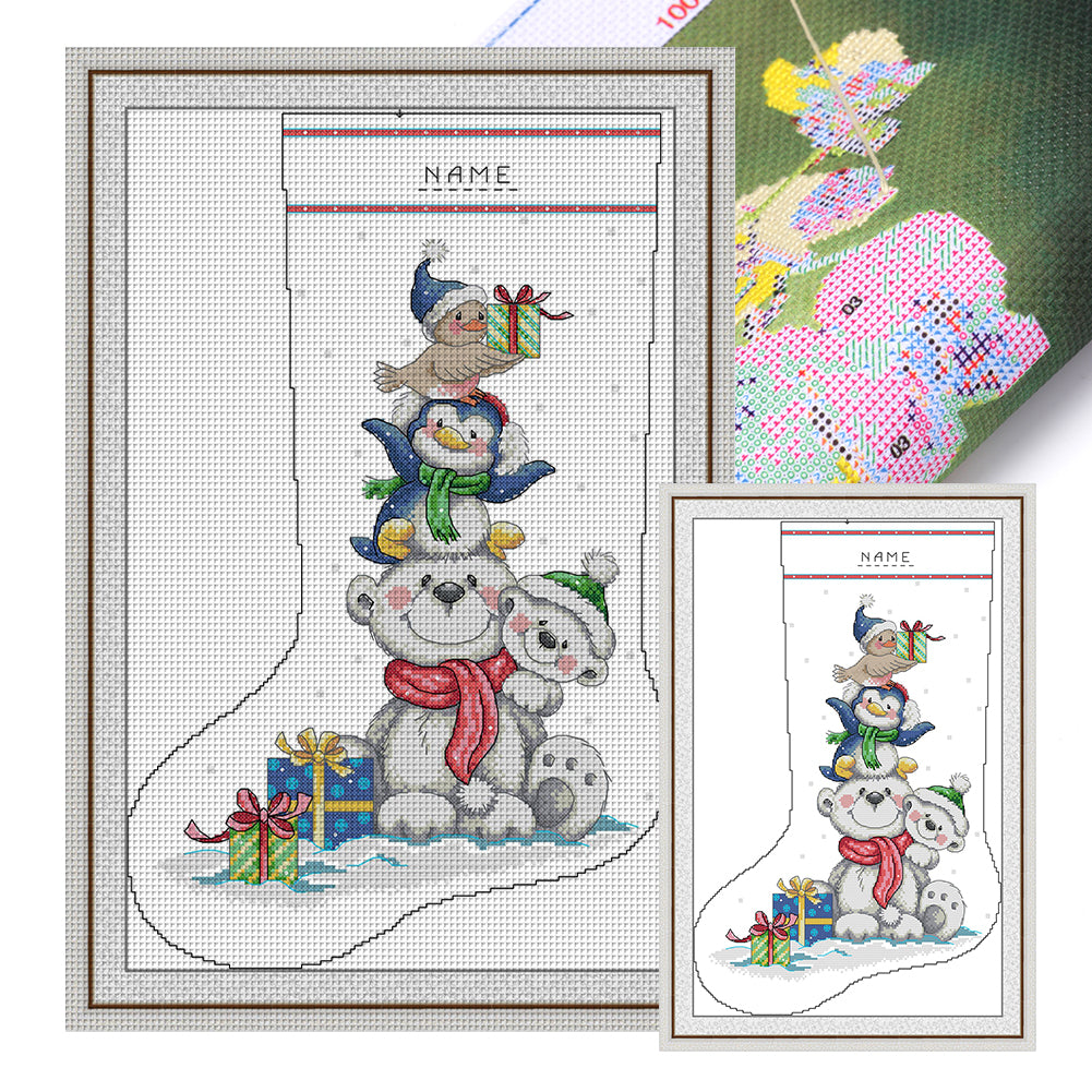 Bear Stocking (29*43CM) 16CT 2 Stamped Cross Stitch