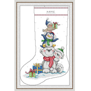 Bear Stocking (29*43CM) 16CT 2 Stamped Cross Stitch