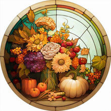 Load image into Gallery viewer, Round Plate Glass Painting - Pumpkin Sunflower 30*30CM(Canvas) Full Round Drill Diamond Painting
