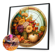 Load image into Gallery viewer, Round Plate Glass Painting - Pumpkin Sunflower 30*30CM(Canvas) Full Round Drill Diamond Painting
