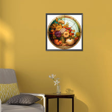 Load image into Gallery viewer, Round Plate Glass Painting - Pumpkin Sunflower 30*30CM(Canvas) Full Round Drill Diamond Painting
