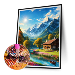 Mountain Stream 30*40CM(Canvas) Full Round Drill Diamond Painting