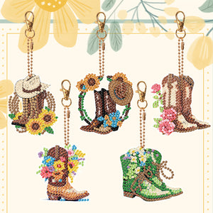 DIY Diamond Art Keychains Diamond Mosaic Kit Gem Keychains Boots Decoration Gift