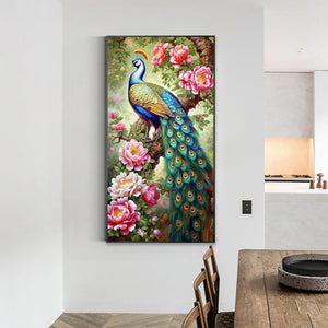 Peony Peacock 45*75CM(Canvas) Full Round Drill Diamond Painting