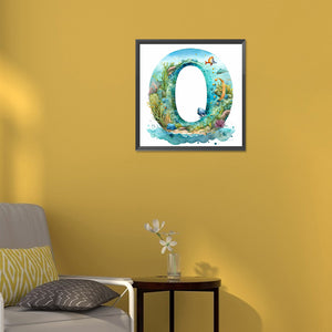 Blue Ocean Love Calligraphy And Painting 30*30CM(Canvas) Full Round Drill Diamond Painting