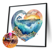 Load image into Gallery viewer, Blue Ocean Love Calligraphy And Painting 30*30CM(Canvas) Full Round Drill Diamond Painting
