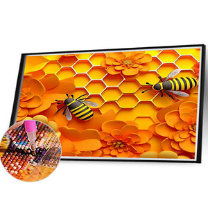 Relief 3D-Bee 40*30CM(Canvas) Full Round Drill Diamond Painting