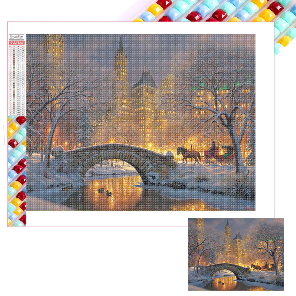 Winter Carriage 40*30CM(Picture) Full Square Drill Diamond Painting