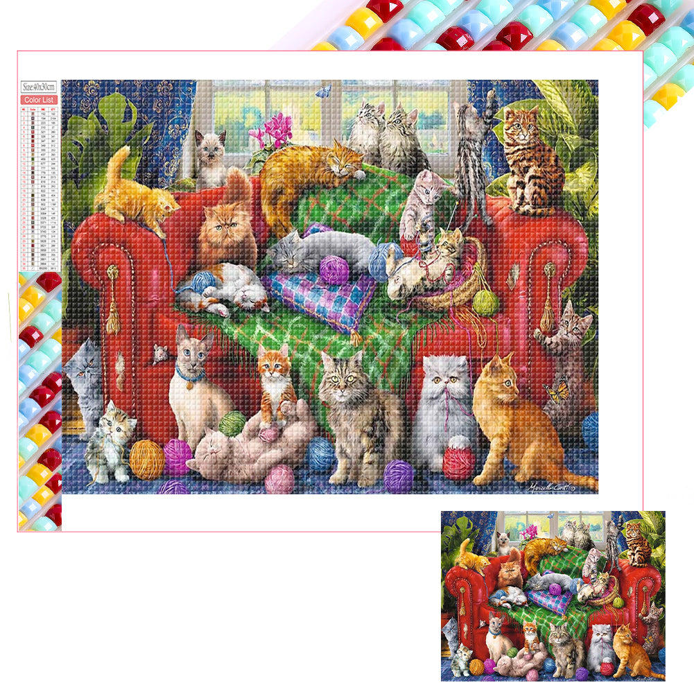 Cat Cat 40*30CM(Picture) Full Square Drill Diamond Painting