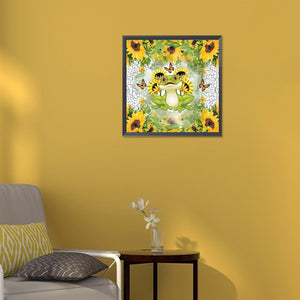 Sunflower And Frog 30*30CM(Canvas) Full Round Drill Diamond Painting