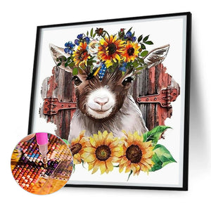 Sunflower And Cow 30*30CM(Canvas) Full Round Drill Diamond Painting