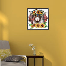 Load image into Gallery viewer, Sunflower And Cow 30*30CM(Canvas) Full Round Drill Diamond Painting
