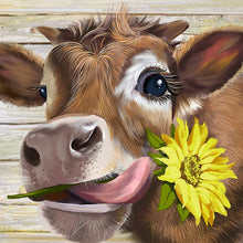 Load image into Gallery viewer, Sunflower And Cow 30*30CM(Canvas) Full Round Drill Diamond Painting
