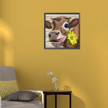 Load image into Gallery viewer, Sunflower And Cow 30*30CM(Canvas) Full Round Drill Diamond Painting
