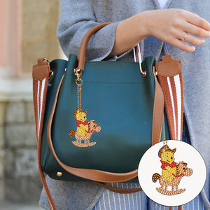 DIY Gem Keychains Handmade Pocket Mirror Cartoon (Winnie the Pooh)