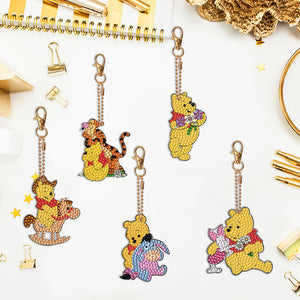 DIY Gem Keychains Handmade Pocket Mirror Cartoon (Winnie the Pooh)