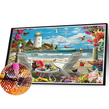 Load image into Gallery viewer, Seaside Seat 40*30CM(Canvas) Full Round Drill Diamond Painting
